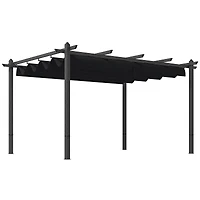 Outsunny 10'x13' Retractable Pergola with Wood Grain Aluminum Frame,