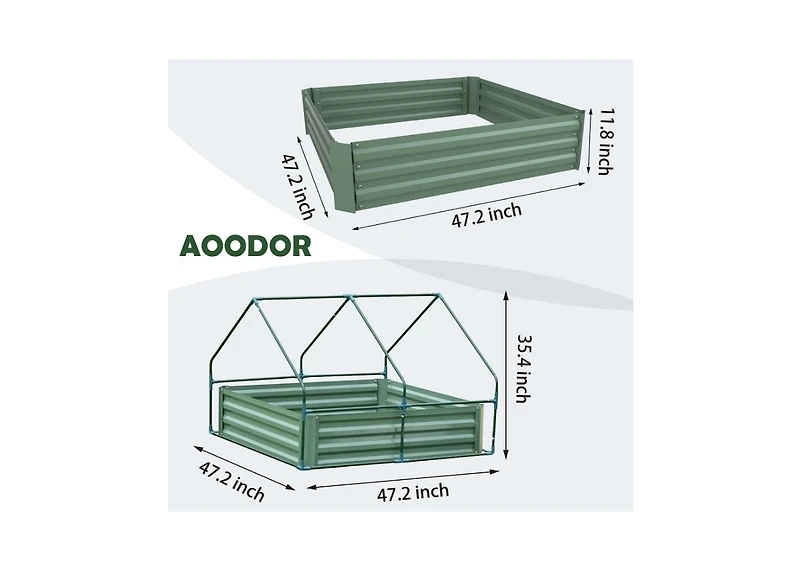 Aoodor 47.2''x47.2''x35.4'' ft Raised Garden Bed Planter Box with Customized Greenhouse Water Resistant Uv Protected.
