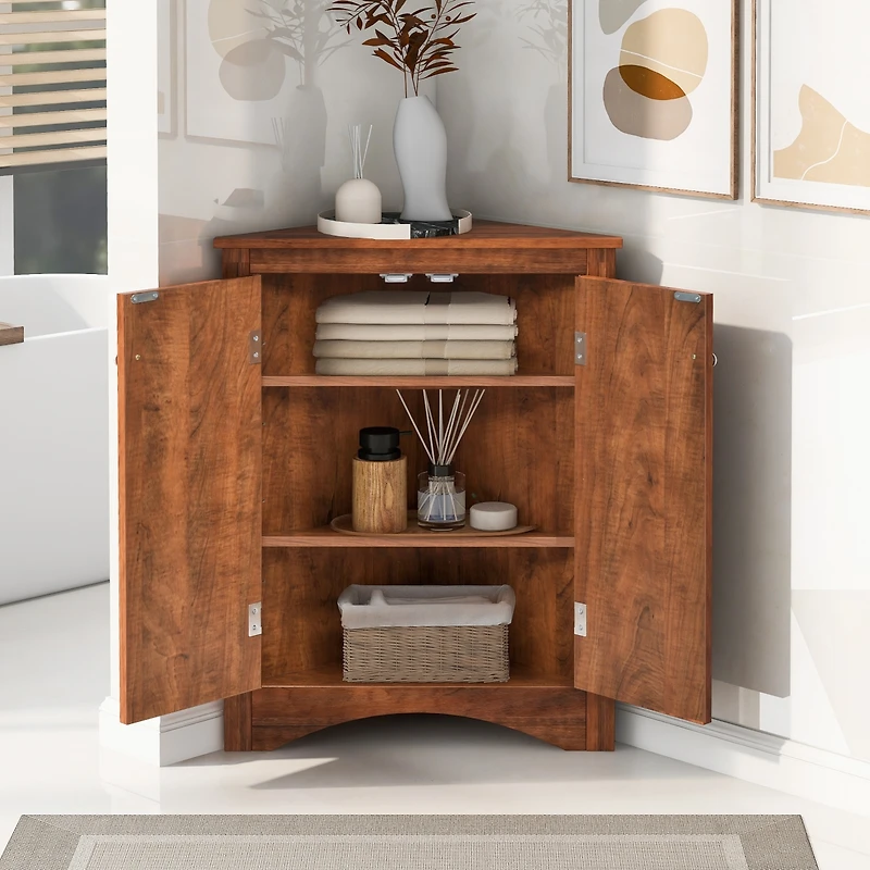 Streamdale Triangle Bathroom Storage Cabinet with Adjustable Shelves