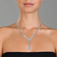 Sterling Silver Cubic Zirconia White Gold Plated Majestic Necklace