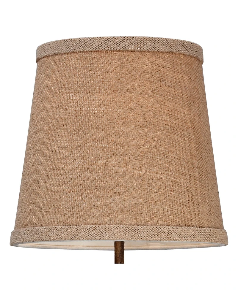 360 Lighting Bird Moderne Rustic Farmhouse Accent Table Lamp 15 1/2" High Sculptural Crackle Bronze Brown Natural Burlap Drum Shade Bedroom Night