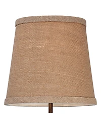 360 Lighting Bird Moderne Rustic Farmhouse Accent Table Lamp 15 1/2" High Sculptural Crackle Bronze Brown Natural Burlap Drum Shade Bedroom Night