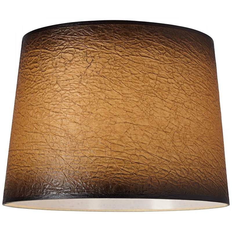 Springcrest Distressed Faux Paper Medium Lamp Shade 13" Top x 15" Bottom x 11" Slant (Spider) Replacement with Harp