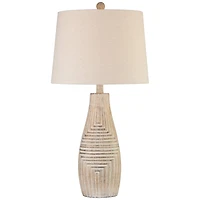 John Timberland Southwest Rustic Table Lamp 27" Tall Faux Light Wood Oatmeal Fabric Drum Shade for Living Room Bedroom Bedside Nightstand