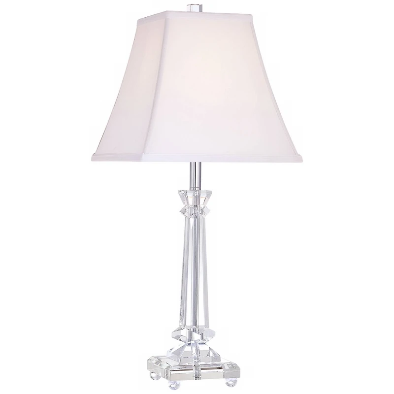 Vienna Full Spectrum Traditional Table Lamp 25" High Crystal Glass Column White Square Bell Shade for Living Room Family Bedroom Bedside