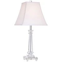 Vienna Full Spectrum Traditional Table Lamp 25" High Crystal Glass Column White Square Bell Shade for Living Room Family Bedroom Bedside