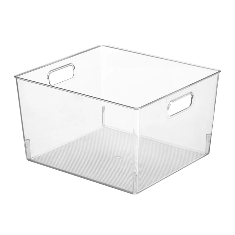 mDesign Large Plastic Household Storage Organizer Bin - Handles, 8 Pack, Clear, Usa Made