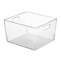 mDesign Large Plastic Household Storage Organizer Bin - Handles, 8 Pack, Clear, Usa Made
