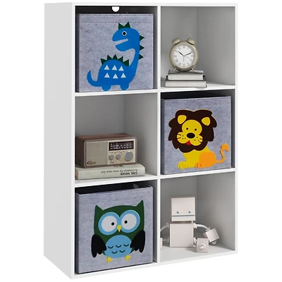 Qaba Children's Toy Storage with 3 Storage Bins & Cute Animal Design,