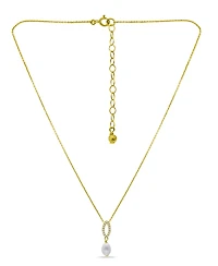 Macy's White Cultured Pearl and Pave Cubic Zirconia Pendant Necklace