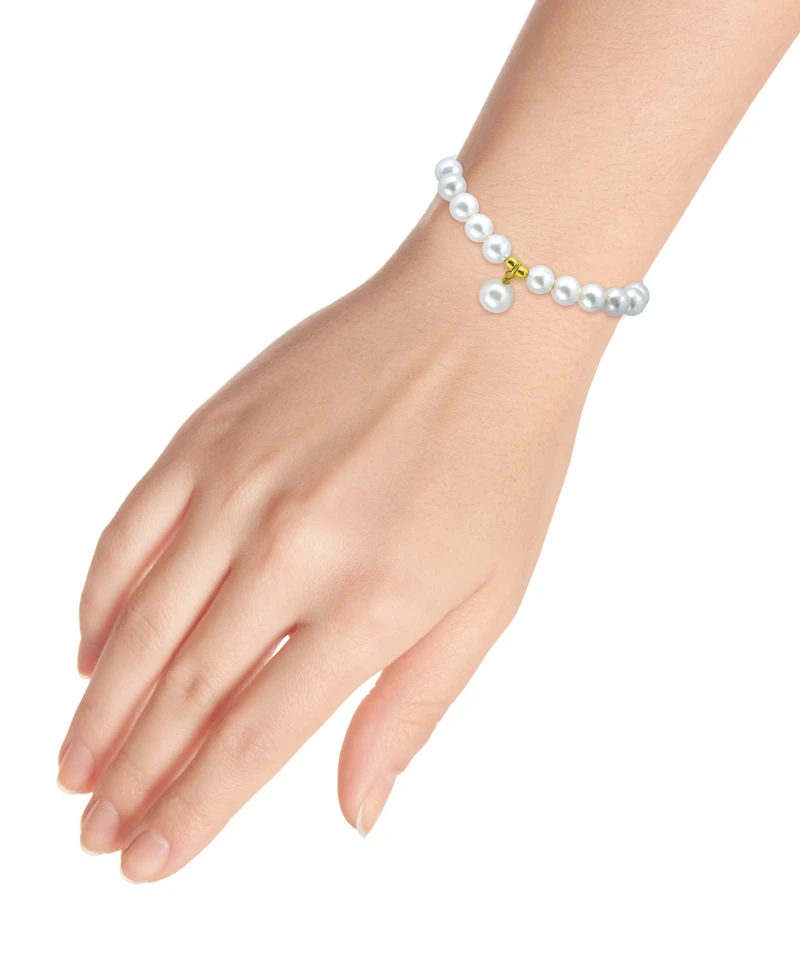 Macy's White Shell Pearl Charm Drop with Stretch Bracelet