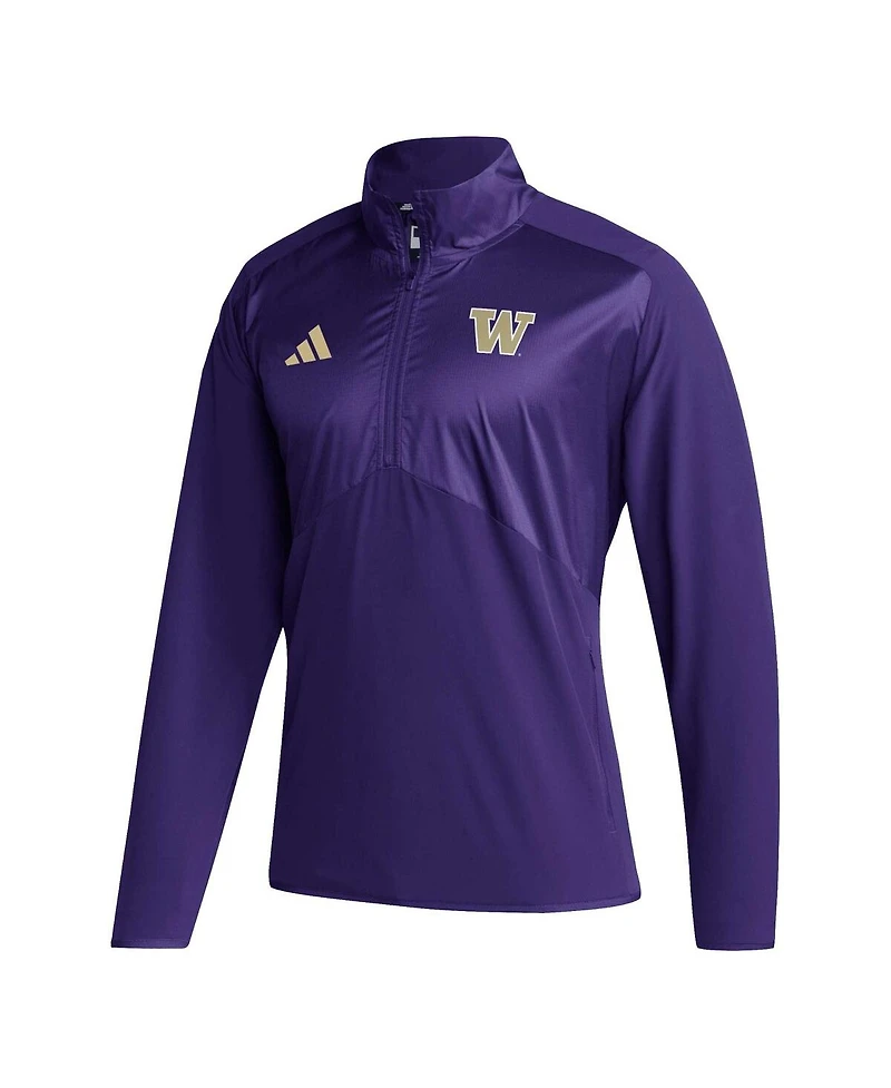 Men's adidas Purple Washington Huskies Sideline Aeroready Raglan Sleeve Quarter-Zip Jacket