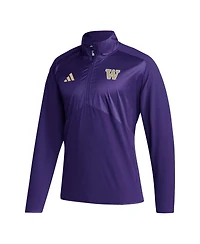 Men's adidas Purple Washington Huskies Sideline Aeroready Raglan Sleeve Quarter-Zip Jacket