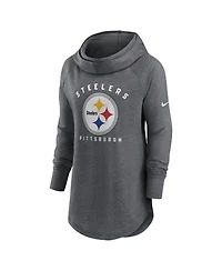 Women's Nike Heather Charcoal Pittsburgh Steelers Raglan Funnel Neck Pullover Hoodie