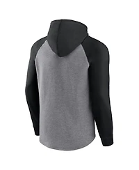 Men's Fanatics Heather Gray Distressed Las Vegas Raiders Favorite Arch Raglan Pullover Hoodie
