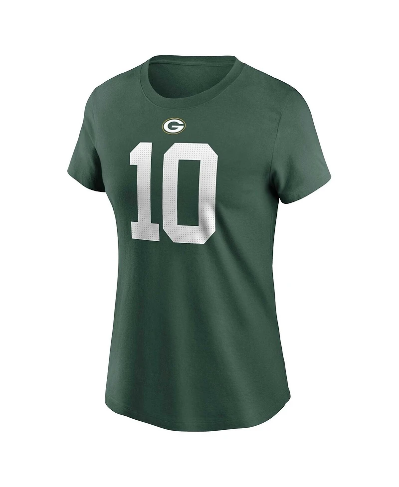 Women's Nike Jordan Love Green Bay Packers Player Name and Number T-shirt