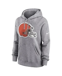 Women's Nike Heather Gray Cleveland Browns Team Logo Club Fleece Pullover Hoodie