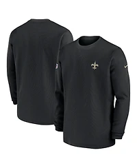 Men's Nike Black New Orleans Saints 2023 Sideline Throwback Heavy Brushed Waffle Long Sleeve T-shirt