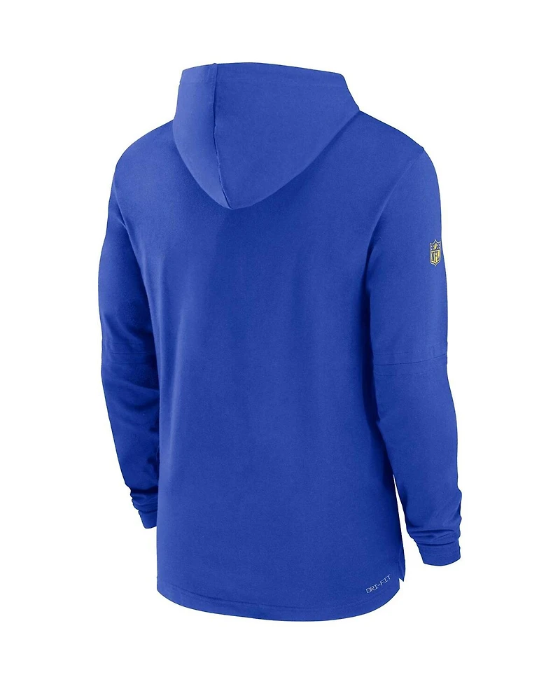 Men's Nike Royal Los Angeles Rams Sideline Performance Long Sleeve Hoodie T-shirt