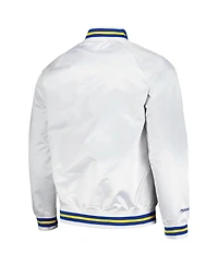 Men's Mitchell & Ness White Denver Nuggets Hardwood Classics Throwback Wordmark Raglan Full-Snap Jacket