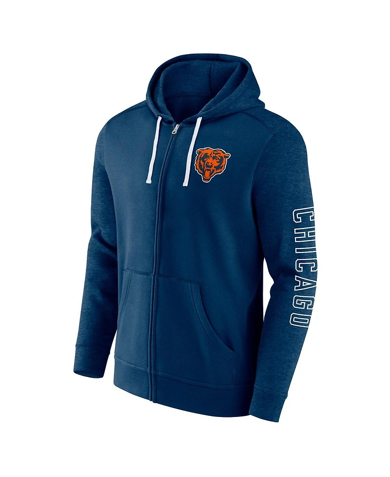 Men's Fanatics Navy Chicago Bears Offensive Lineup Hoodie Full-Zip Hoodie