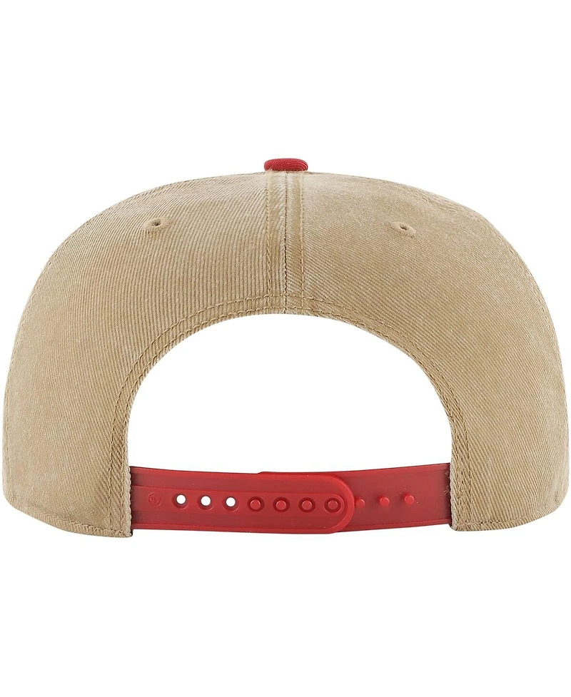 Men's '47 Brand Khaki, Red Distressed Chicago Bulls Chilmark Captain Snapback Hat