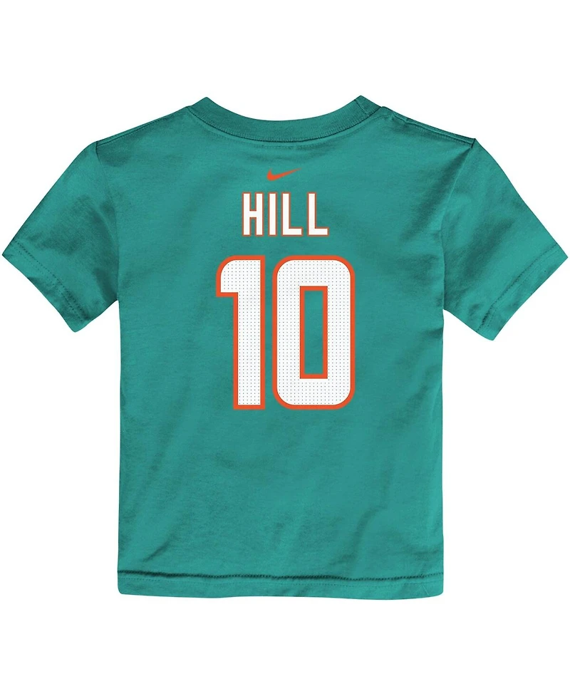 Toddler Boys and Girls Nike Tyreek Hill Aqua Miami Dolphins Player Name Number T-shirt