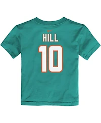 Toddler Boys and Girls Nike Tyreek Hill Aqua Miami Dolphins Player Name Number T-shirt