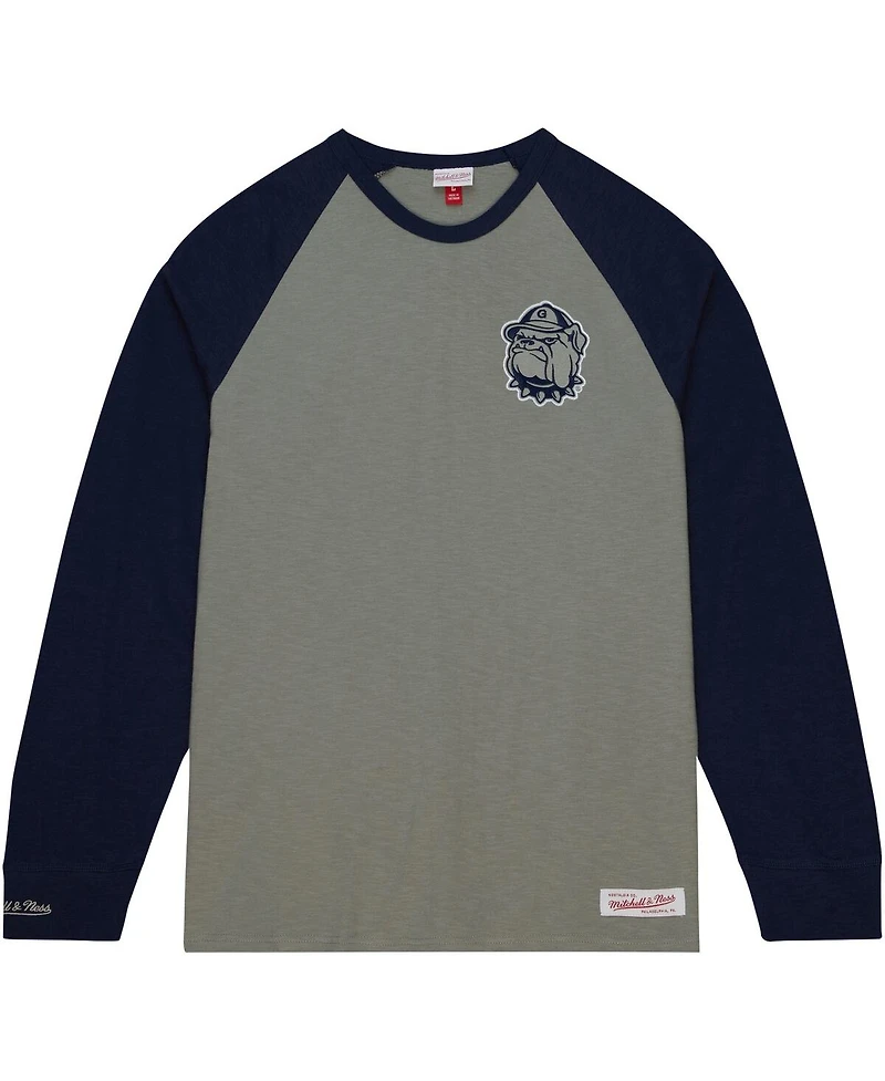 Men's Mitchell & Ness Gray Georgetown Hoyas Legendary Slub Raglan Long Sleeve T-shirt