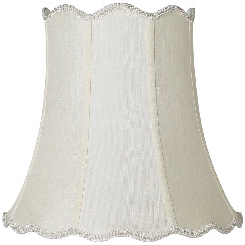 Imperial Shade Creme Medium Scallop Bell Lamp Shade 10" Top x 16" Bottom x 15" Slant x 14.75 High (Spider) Replacement with Harp and Fi