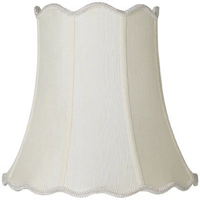 Imperial Shade Creme Medium Scallop Bell Lamp Shade 10" Top x 16" Bottom x 15" Slant x 14.75 High (Spider) Replacement with Harp and Fi