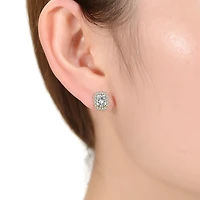 Classy 10MM Halo Square Stud Earrings