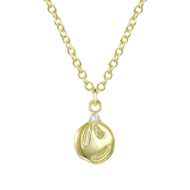 14K Gold Plated Cubic Zirconia Asymmetrical Pendant Necklace