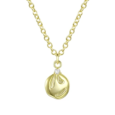 14K Gold Plated Cubic Zirconia Asymmetrical Pendant Necklace