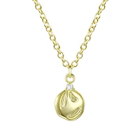 14K Gold Plated Cubic Zirconia Asymmetrical Pendant Necklace