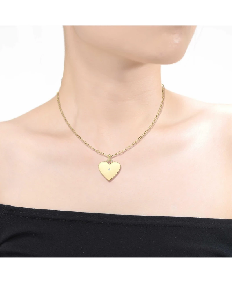 14k Gold Plated with Cubic Zirconia Heart Pendant Necklace