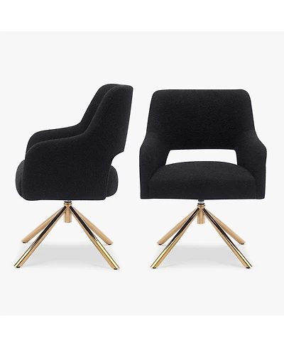 Mid-Century Modern Wide Boucle Swivel Accent Arm Chair (Set of 2)