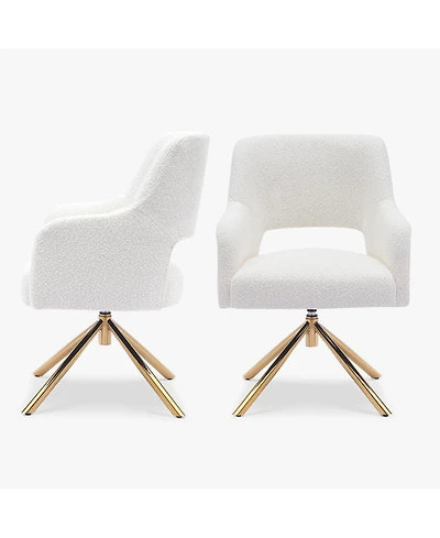 Mid-Century Modern Wide Boucle Swivel Accent Arm Chair (Set of