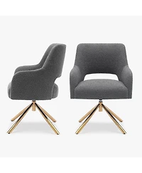 Mid-Century Modern Wide Boucle Swivel Accent Arm Chair (Set of