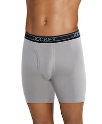 Jockey Men's Lightweight Cotton Blend 7" Long Leg Boxer Briefs, Pack of 4