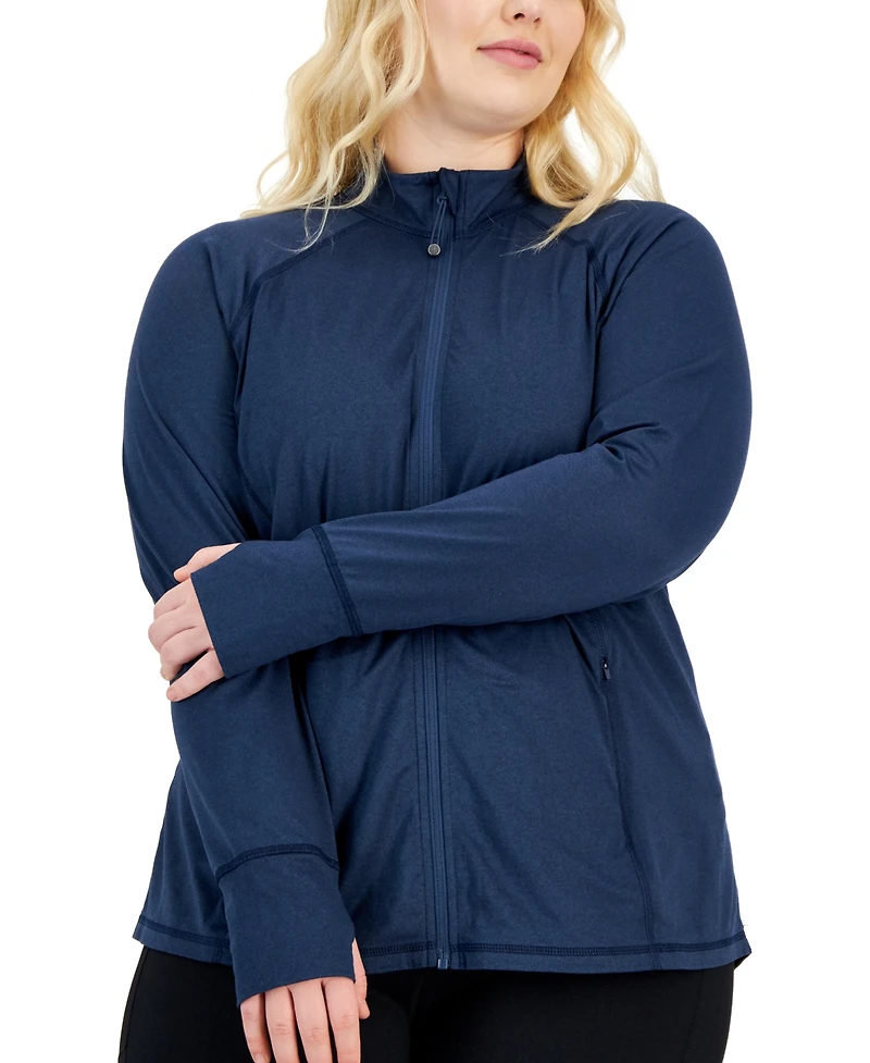 Id Ideology Plus Size Zip-Front Long Sleeve Jacket, Created for Macy's