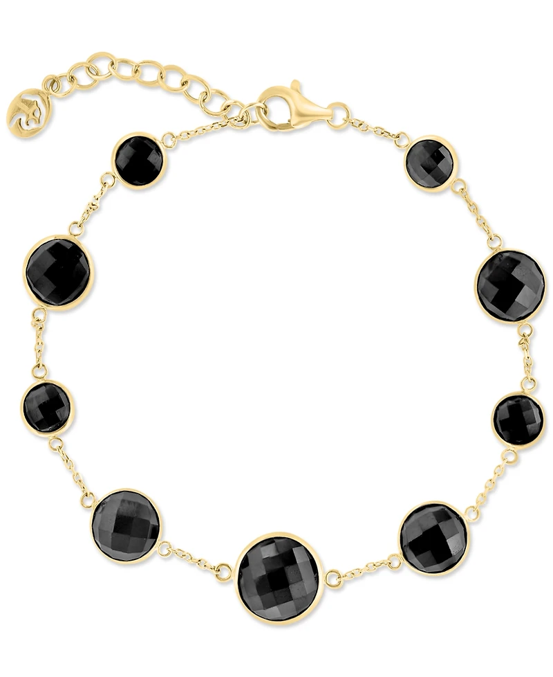 Effy Onyx Bezel-Set Graduated Station Link Bracelet in 14k Gold