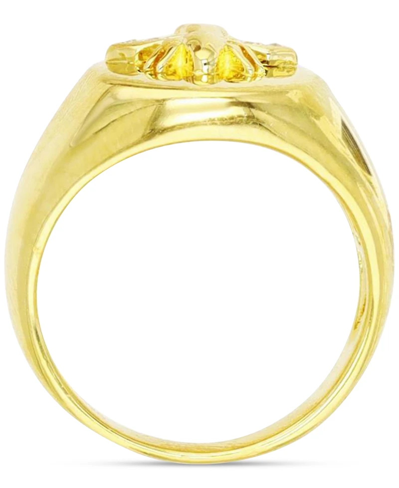 Cubic Zirconia Bee High-Polished Oval-Style Signet Ring