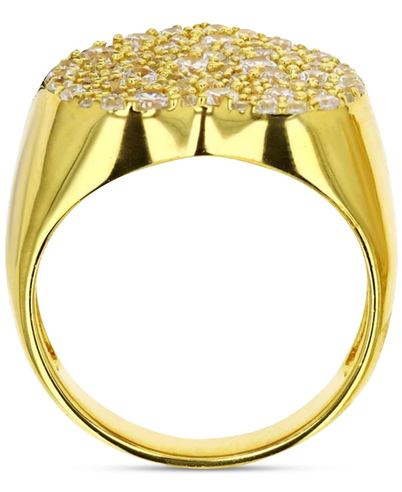 Cubic Zirconia Cluster Heart Ring in 14k Gold-Plated Sterling Silver