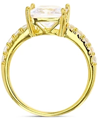 Cubic Zirconia Cushion-Cut Engagement Ring 14k Gold-Plated Sterling Silver
