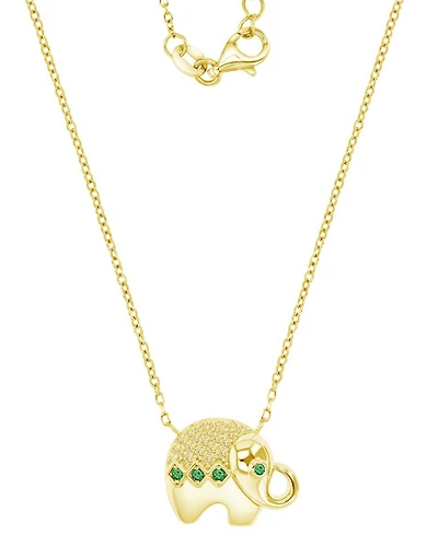 Cubic Zirconia & Lab-Grown Green Nano (1/10 ct. t.w.) Good Luck Baby Elephant Pendant Necklace, 16" + 2" extender