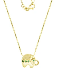 Cubic Zirconia & Lab-Grown Green Nano (1/10 ct. t.w.) Good Luck Baby Elephant Pendant Necklace, 16" + 2" extender