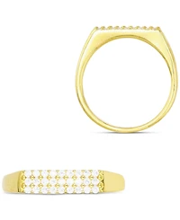 Cubic Zirconia Rectangular Cluster Ring 14k Gold-Plated Sterling Silver