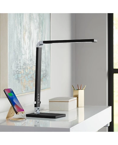 360 Lighting Jett Modern Desk Lamp 16 1/2" High Black with Usb Port and Nightlight Led Dimmer Touch On Off for Bedroom Bedside Nightstand Family