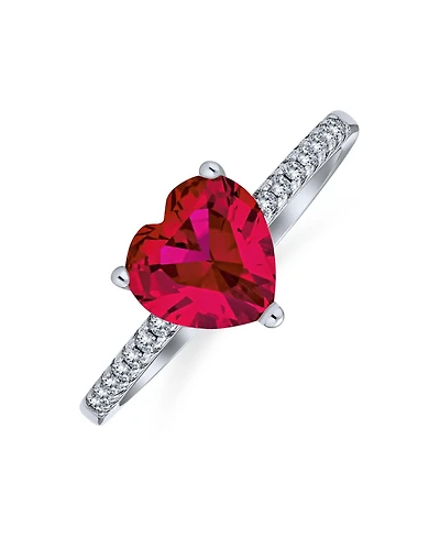 Bling Jewelry Romantic Classic 2.5CTW Heart Shape Solitaire Cubic Zirconia Cz Promise Ring .925 Sterling Silver 1MM Band